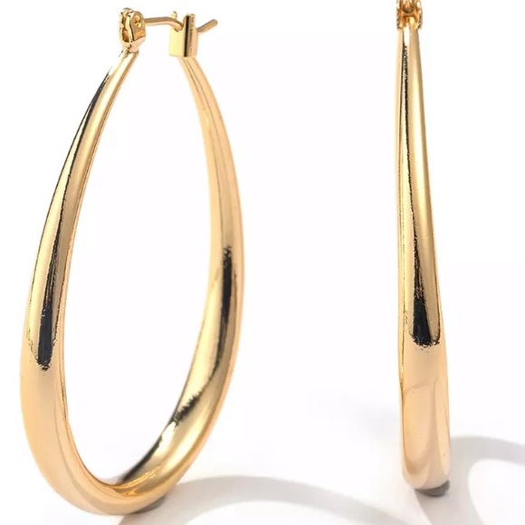 18K yellow gold plated hoop earrings - Picture 3 of 3